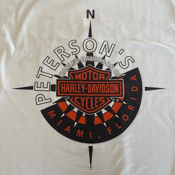 Harley Davidson Motor Cycles White Y2K Petersons Miami FL VTG T Shirt 2004 2XL - Picture 3 of 8